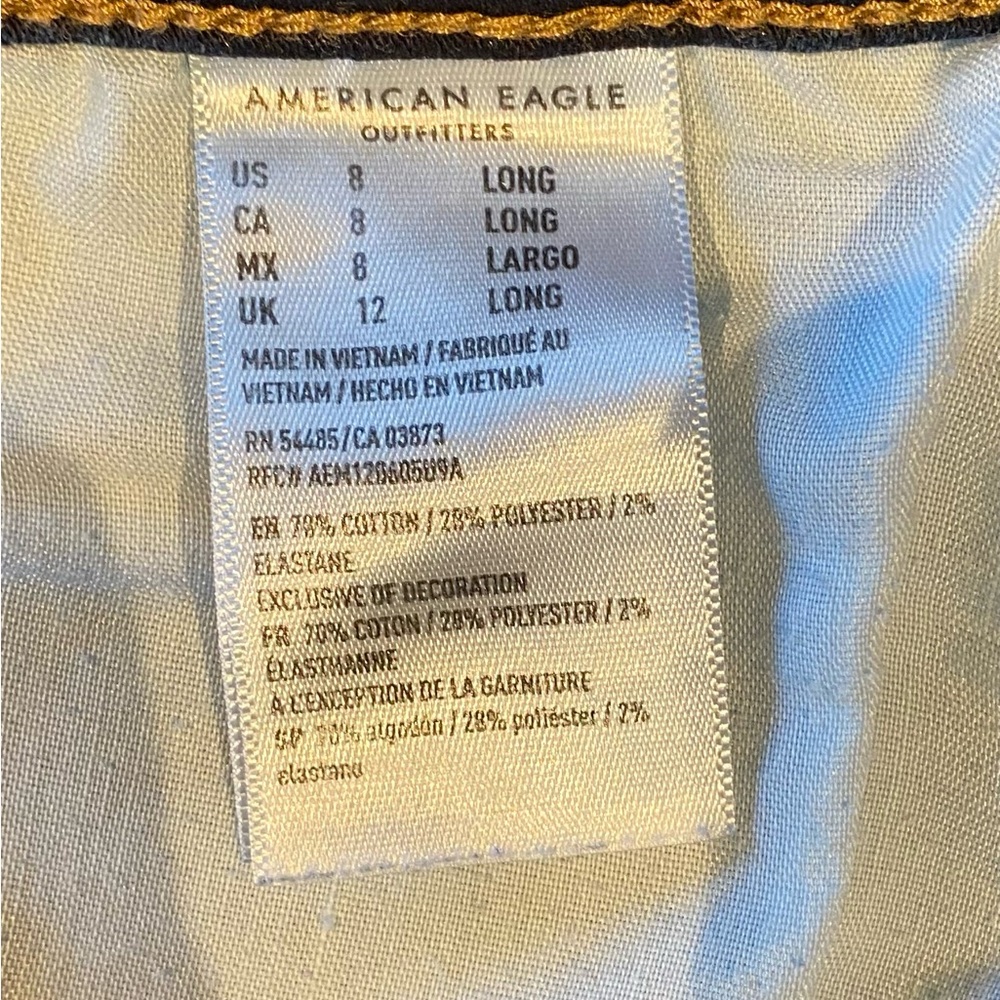 American Eagle Dark Wash Hi-Rise Stretch Jeggings, size 8L - Picture 5 of 7
